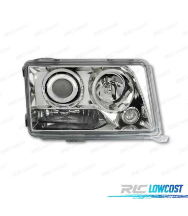 PHARES POUR MERCEDES CLASSE E W124 ANGEL EYES FOND CHROMÉ