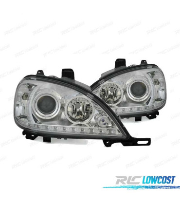 PHARES POUR MERCEDES CLASSE ML W163 98-01 DAYLIGHT FOND CHROMÉ