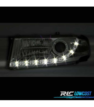 PHARES POUR SKODA OCTAVIA 01-04 DAYLIGHT LED FOND CHROMÉ