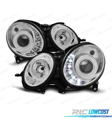 PHARES MERCEDES CLASSE E W211 06-09 FEUX DE JOUR CHROME FOND