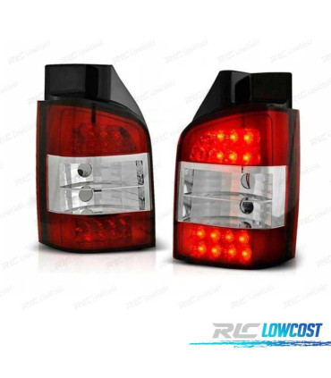 FEUX ARRIÈRE POUR VOLKSWAGEN VW TRANSPORTER T5 1P 03-09 LED ROUGE CHROMÉ
