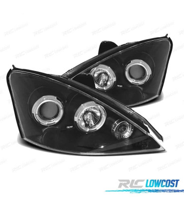 PHARES FORD FOCUS 98-01 ANGEL EYES LED FOND NOIR