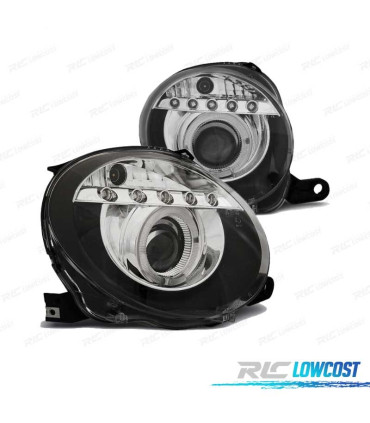 PHARES FIAT 500 07-15 DAYLIGHT ANGEL EYES FOND NOIR