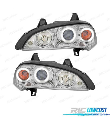 PHARES OPEL TIGRA 95-03 ANGEL EYES CCFL FOND CHROMÉ