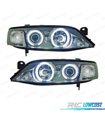 PHARES OPEL VECTRA B 96-98 ANGEL EYES CCFL FOND CHROMÉ