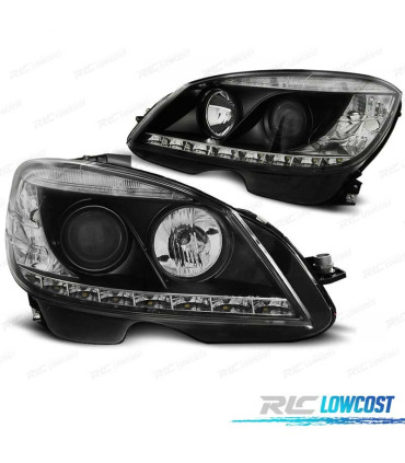 PHARES MERCEDES CLASSE C W204 07-11 FEUX DE JOUR FOND NOIR