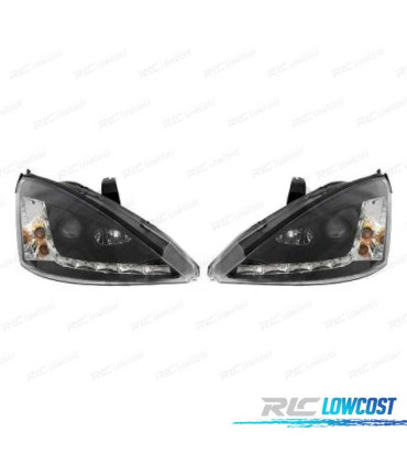PHARES LED DAYLIGHT FORD FOCUS 98-01 FOND NOIR
