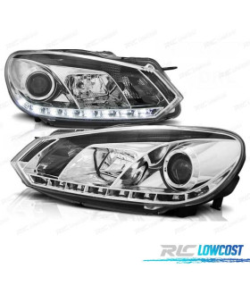 PHARES VOLKSWAGEN VW GOLF MK6 08-12 DRL FOND CHROME