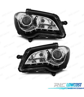 PHARES VOLKSWAGEN VW TOURAN 06-10 LED DAYLIGHT FOND NOIR CHROMÉ
