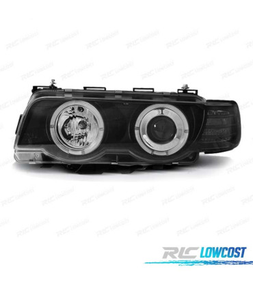 PHARES BMW SÉRIE 7 E38 98-01 ANGEL EYES FOND NOIR
