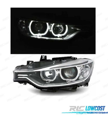 PHARES BMW F30 11-15 LED ANGEL EYES FOND NOIR