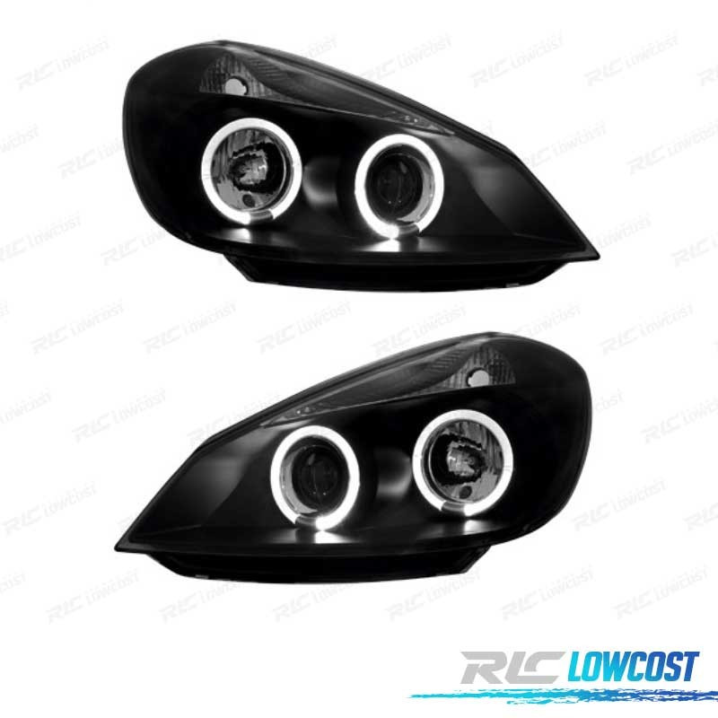 Phares avant Renault clio 3 05-09 noir angel eyes Prix Discount