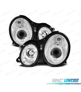 PHARES MERCEDES CLASSE CLK W208 98-02 ANGEL EYES CCFL FOND CHROMÉ