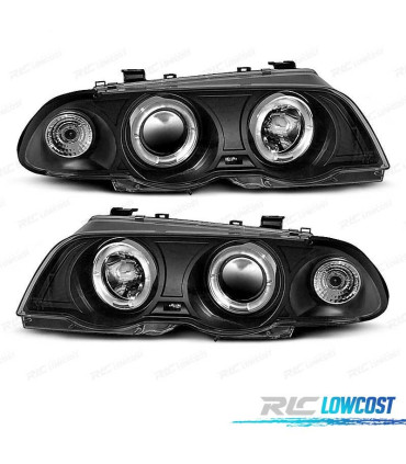 PHARES BMW E46 4P 98-01 ANGEL EYES CCFL FOND NOIR H1 H1