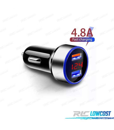 CHARGEUR RAPIDE BRIQUET DOUBLE LCD USB 4.8 EN NOIR