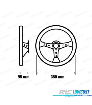 VOLANT INVERSÉ EN SIMILI CUIR NOIR BRAS NOIRS ET BORDURE JAUNE WRC3