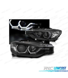PHARES BMW F30 F31 ANGEL EYES LED TRU DRL NOIR 11-15