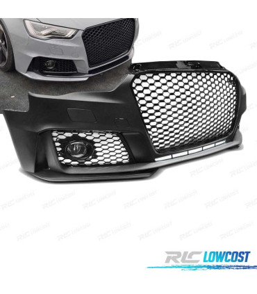 PARE CHOCS FRONTAL AUDI A3 8V 12-16 LOOK RS3 GLOSS BLACK