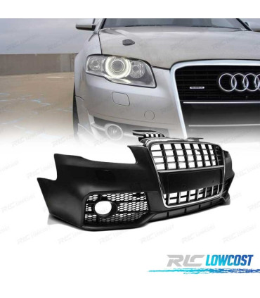 PARE-CHOCS AVANT AUDI A4 B7 04-08 LOOK S LINE CHROME NOIR