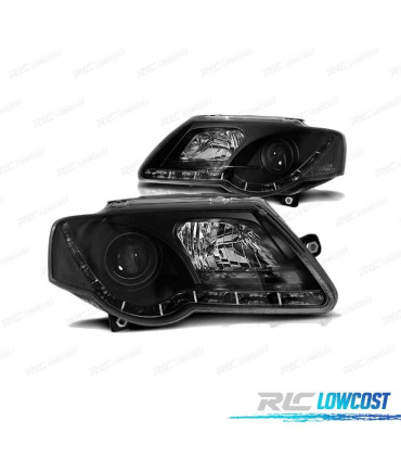 PHARES VOLKSWAGEN VW PASSAT B6 3C 05-10 TRU DRL NOIR