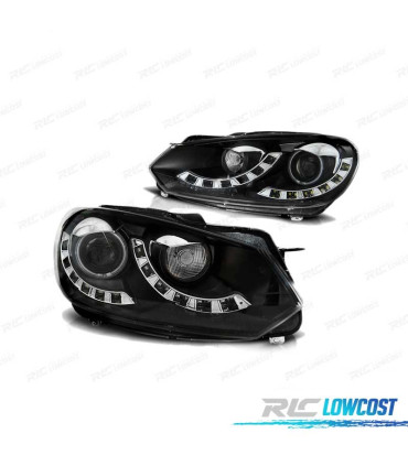 PHARES VOLKSWAGEN VW GOLF 6 08-12 FOND NOIR DRL