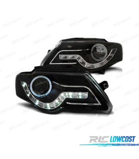 PHARES POUR VOLKSWAGEN VW PASSAT B6 3C 05-10 DAYLIGHT ANGEL EYES NOIR