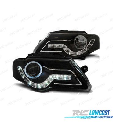 PHARES VOLKSWAGEN VW PASSAT B6 3C 05-10 DAYLIGHT ANGEL EYES NOIR
