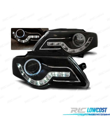 PHARES VOLKSWAGEN VW PASSAT B6 3C 05-10 DAYLIGHT ANGEL EYES NOIR