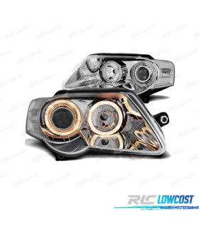 PHARES VOLKSWAGEN VW PASSAT B6 3C 05-10 ANGEL EYES CHROMÉ