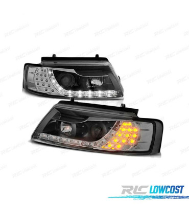 PHARES POUR VOLKSWAGEN VW PASSAT 3B 96-00 DAYLIGHT CLIGNOTANT LED NOIR