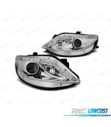 PHARES POUR SEAT IBIZA 6J 08-12 LOOK R8 LED CHROMÉ
