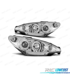 PHARES POUR PEUGEOT 206 02- ANGEL EYES CHROMÉ