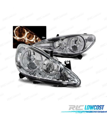 PHARES ANGEL EYES PEUGEOT 307 01-05 CHROME