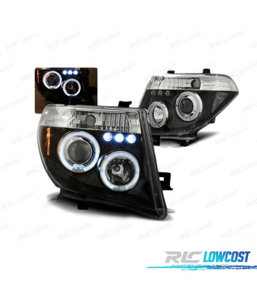 PHARES NISSAN NAVARA 04-09 PATHFINDER 05-10 ANGEL EYES LED NOIRS