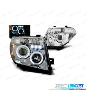 PHARES NISSAN NAVARA D40 PATHFINDER 05-10 LED ANGEL EYES CHROMÉ