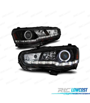 PHARES LED ANGEL EYES POUR MITSUBISHI LANCER VIII 08- LPMI16 NOIR