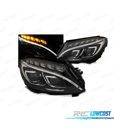 PHARES MERCEDES W205 14-18 DIURNES LED DRL NOIR