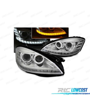 PHARES XENON POUR MERCEDES W221 05-09 CLIGNOTANTS DYNAMIQUES LED CHROMÉ