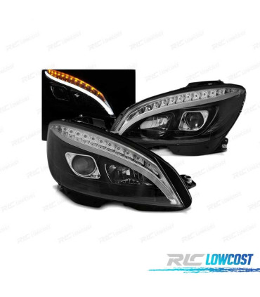 PHARES MERCEDES W204 07-10 TUBE LED LUMIÈRE DYNAMIQUE NOIR