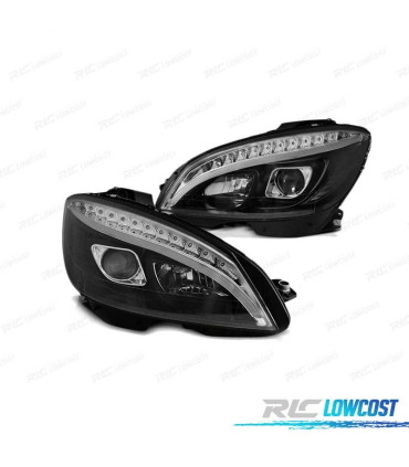 PHARES MERCEDES W204 07-10 TUBE LED LUMIÈRE DYNAMIQUE NOIR