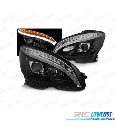 PHARES POUR MERCEDES W204 07-10 TUBE LIGHT LED NOIR