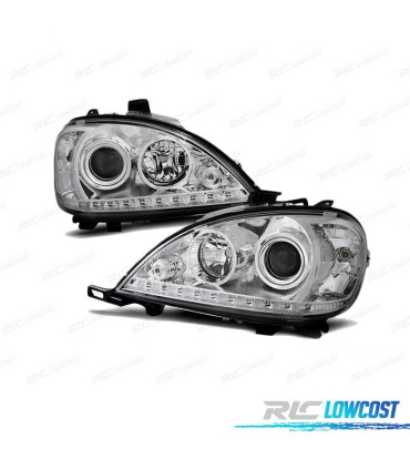 PHARES MERCEDES W163 98-01 DIURNES LED CHROMÉ