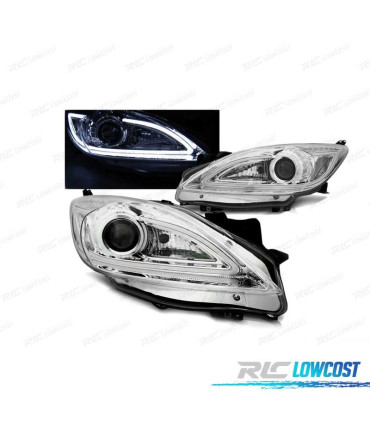 PHARES LED TUBE LIGHT POUR MAZDA 3 09-13 CHROMÉ