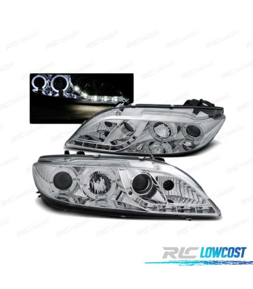 PHARES LED ANGEL EYES MAZDA 6 02-07 CHROMÉ