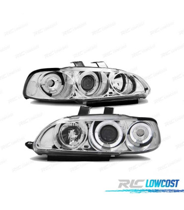 PHARES POUR HONDA CIVIC 91-95 2D 3D ANGEL EYES CHROMÉ