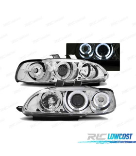 PHARES POUR HONDA CIVIC 91-95 2D 3D ANGEL EYES CHROMÉ