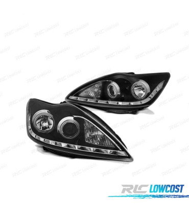 PHARES POUR FORD FOCUS II 08-10 ANGEL EYES CCFL NOIR