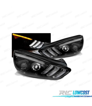 PHARES POUR FORD FOCUS MK3 15-18 LED DYNAMIQUE DRL NOIR