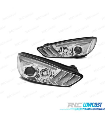 PHARES LED DYNAMIQUE DRL POUR FORD FOCUS MK3 15-18 CHROMÉ