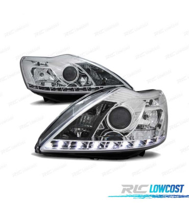 PHARES FORD FOCUS MK2 08-10 LED DAYLIGHT CHROMÉ